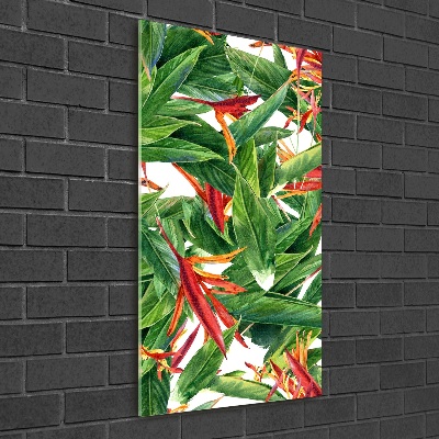 Quadro stampa su vetro verticale Strelitzia reginae