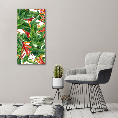 Quadro stampa su vetro verticale Strelitzia reginae