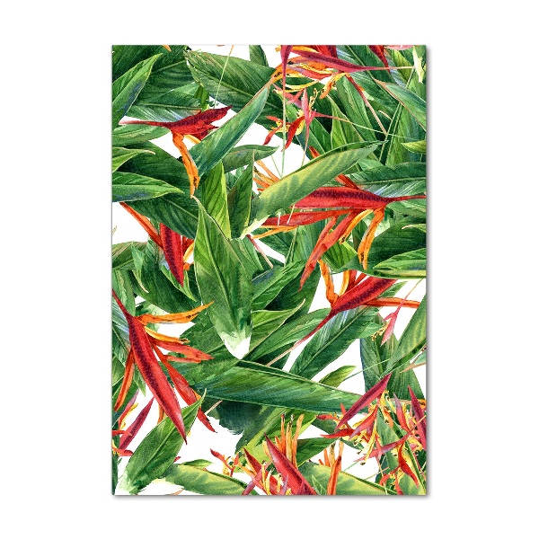 Quadro stampa su vetro verticale Strelitzia reginae