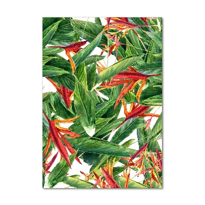 Quadro stampa su vetro verticale Strelitzia reginae