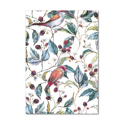 Quadro in vetro verticale Uccelli e more