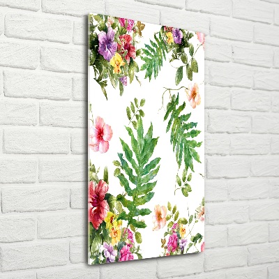 Quadro vetro verticale Fiori tropicali