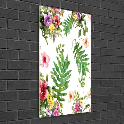 Quadro vetro verticale Fiori tropicali