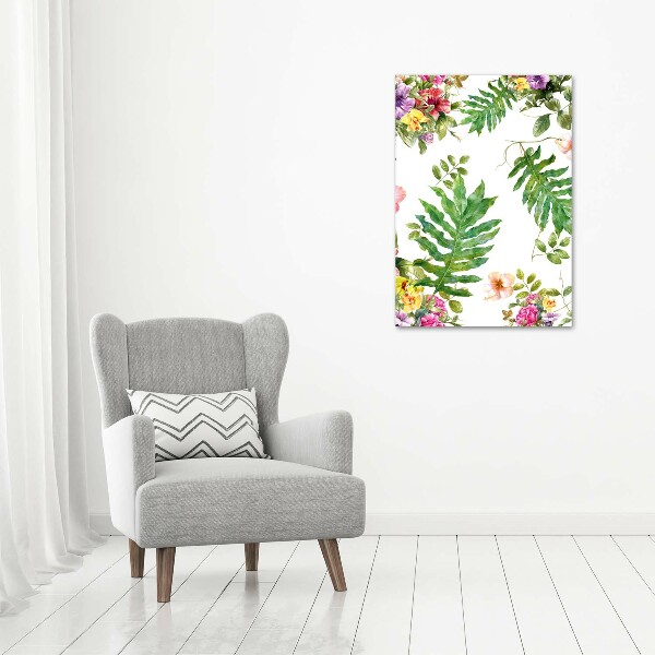 Quadro vetro verticale Fiori tropicali