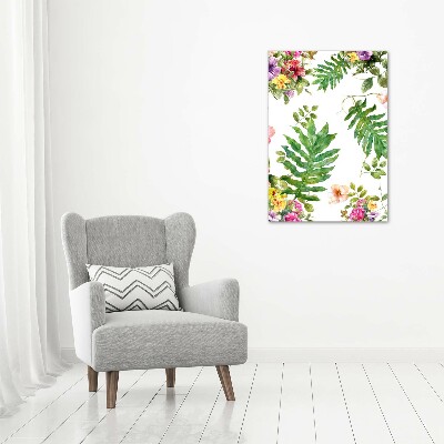 Quadro vetro verticale Fiori tropicali