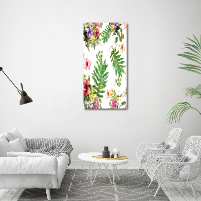 Quadro vetro verticale Fiori tropicali
