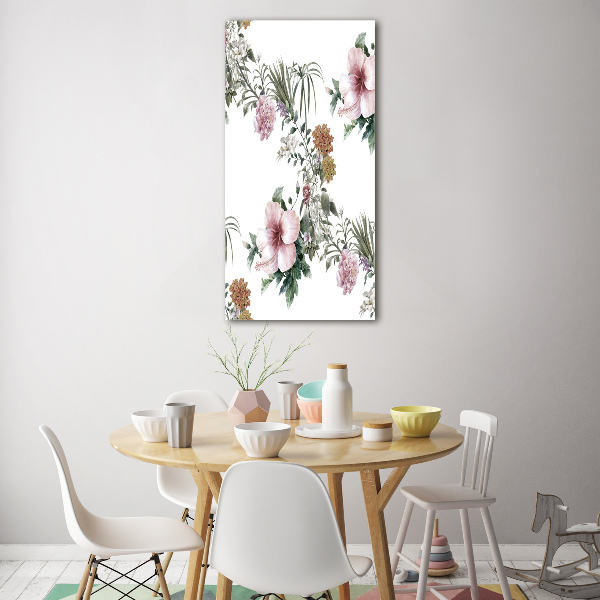 Quadro in vetro verticale Fiori tropicali