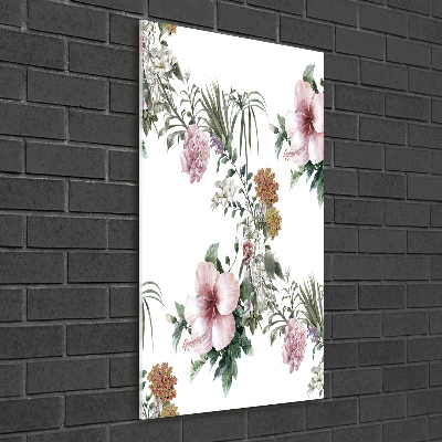 Quadro in vetro verticale Fiori tropicali
