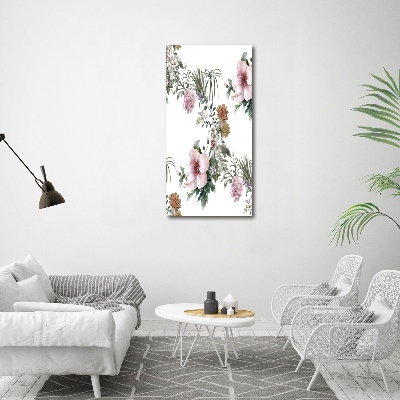 Quadro in vetro verticale Fiori tropicali