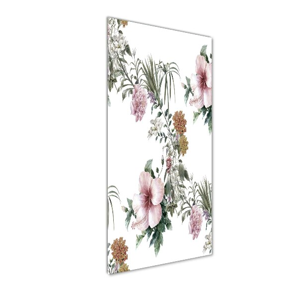 Quadro in vetro verticale Fiori tropicali