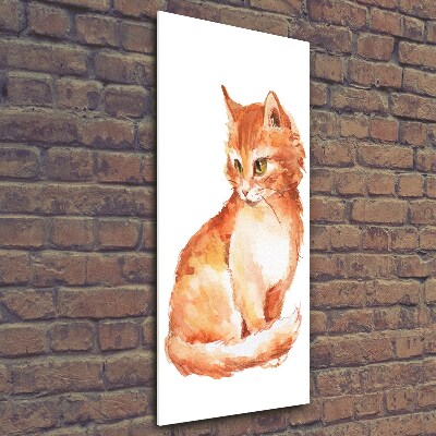 Quadro stampa su vetro verticale Gatto rosso