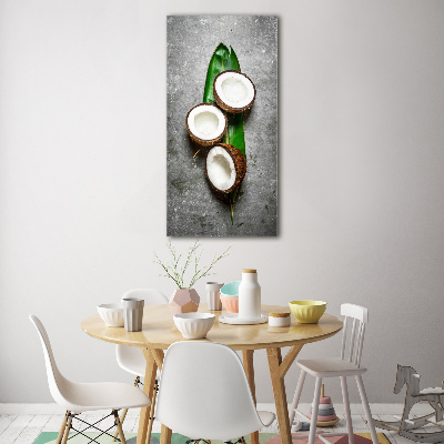 Quadro in vetro verticale Cocco su una foglia