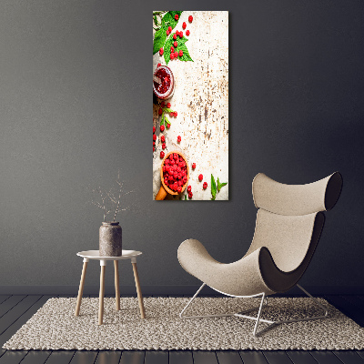 Quadro di vetro verticale Marmellata di lamponi