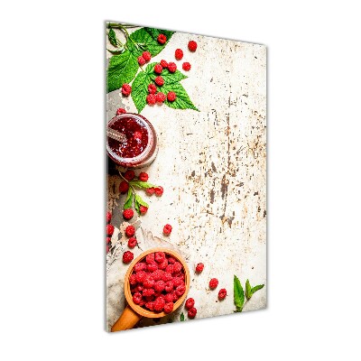 Quadro di vetro verticale Marmellata di lamponi