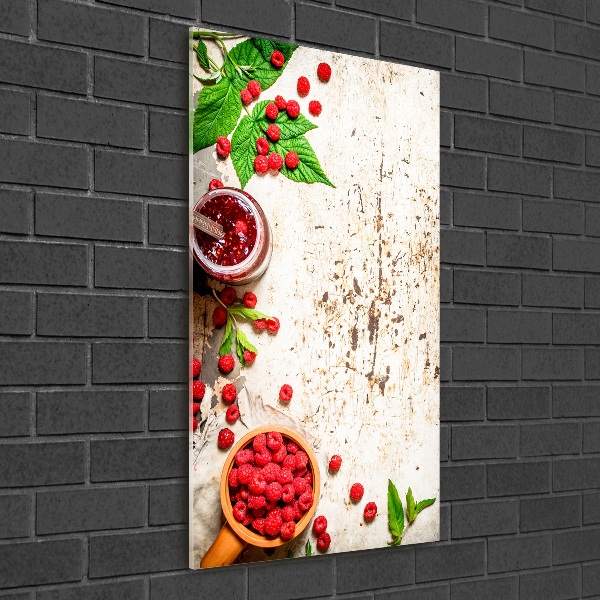 Quadro di vetro verticale Marmellata di lamponi