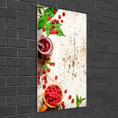 Quadro di vetro verticale Marmellata di lamponi