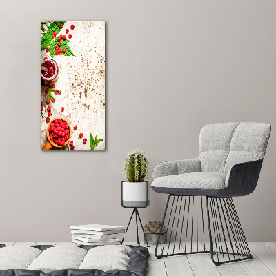 Quadro di vetro verticale Marmellata di lamponi