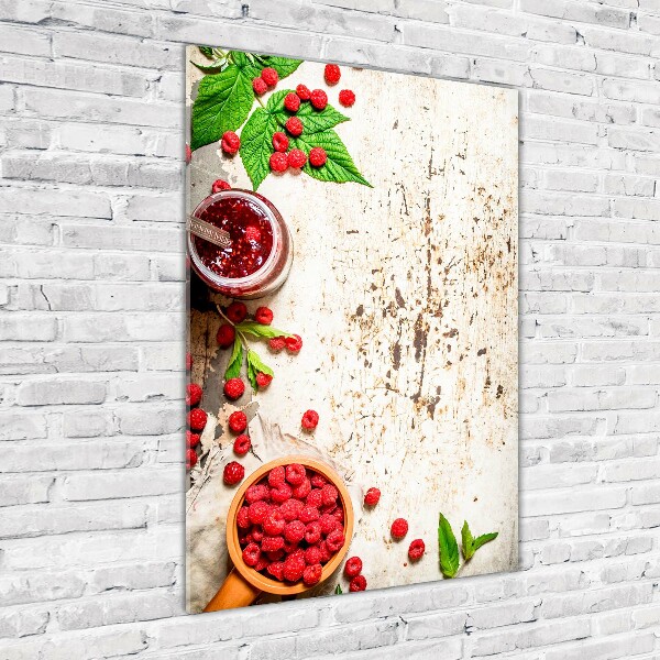 Quadro di vetro verticale Marmellata di lamponi