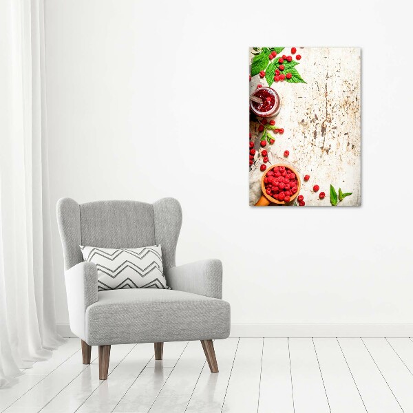 Quadro di vetro verticale Marmellata di lamponi