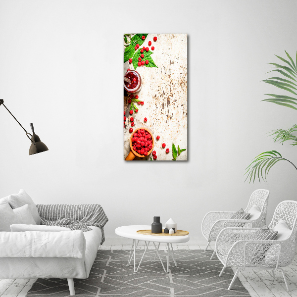 Quadro di vetro verticale Marmellata di lamponi