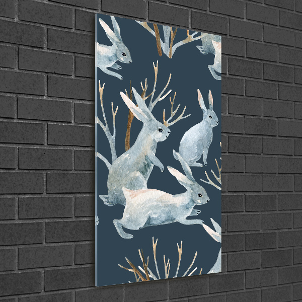 Quadro di vetro verticale Conigli
