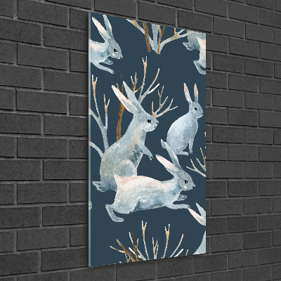Quadro di vetro verticale Conigli