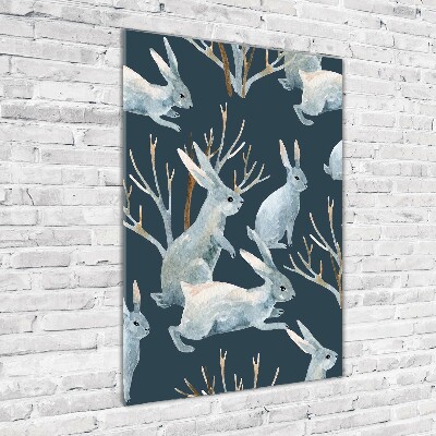 Quadro di vetro verticale Conigli