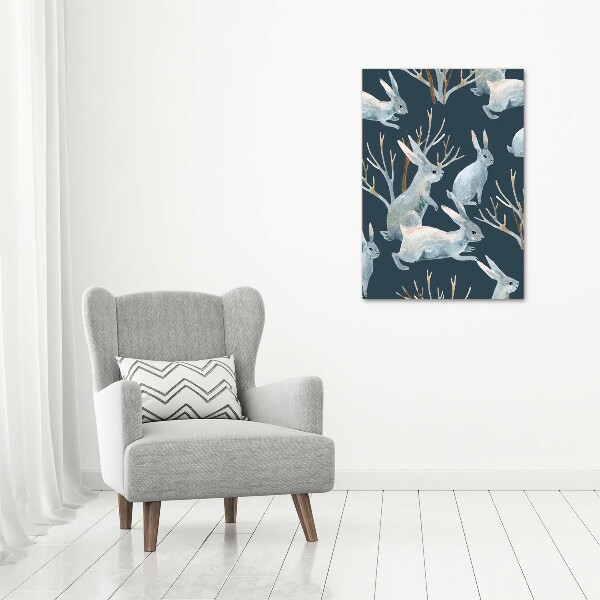 Quadro di vetro verticale Conigli