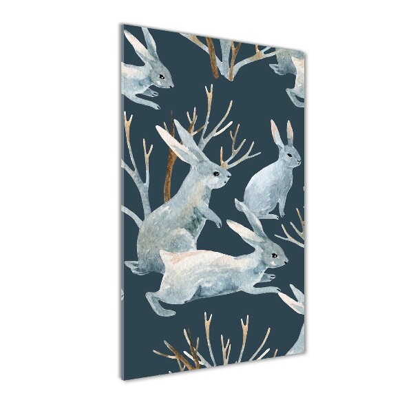 Quadro di vetro verticale Conigli