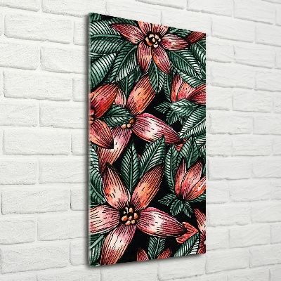 Quadro vetro verticale Fiori tropicali