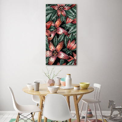 Quadro vetro verticale Fiori tropicali