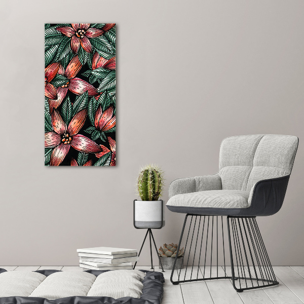Quadro vetro verticale Fiori tropicali