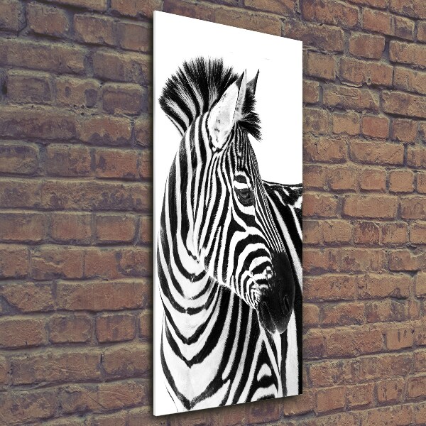 Quadro in vetro verticale Zebra nella neve