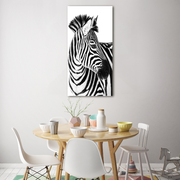 Quadro in vetro verticale Zebra nella neve