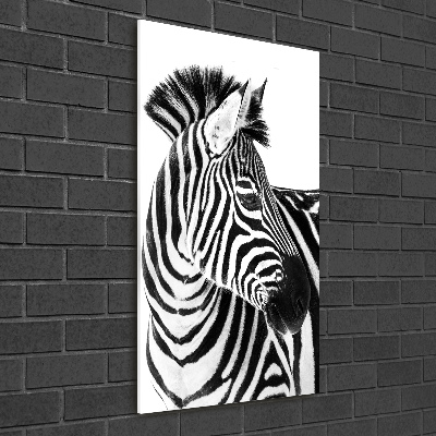 Quadro in vetro verticale Zebra nella neve