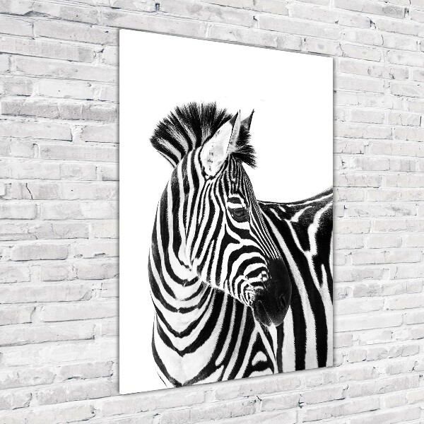 Quadro in vetro verticale Zebra nella neve