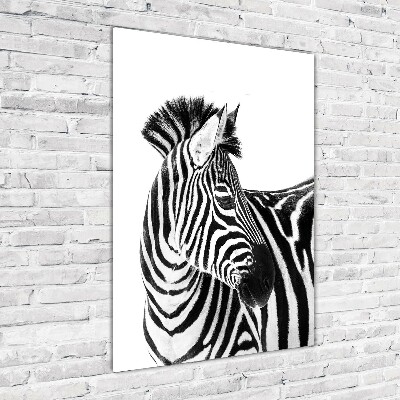 Quadro in vetro verticale Zebra nella neve