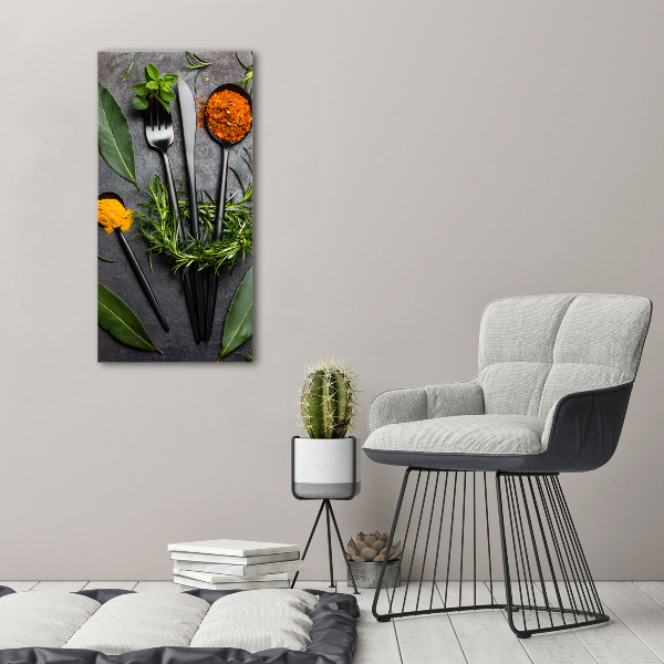 Quadro vetro verticale Posate e spezie