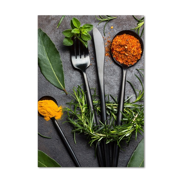 Quadro vetro verticale Posate e spezie