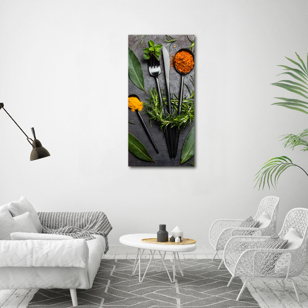 Quadro vetro verticale Posate e spezie