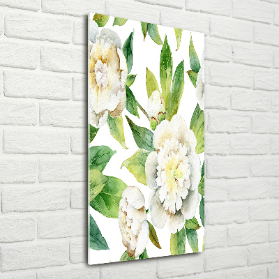 Quadro in vetro verticale Peonie