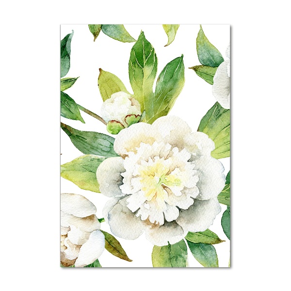 Quadro in vetro verticale Peonie