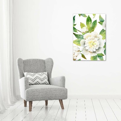 Quadro in vetro verticale Peonie