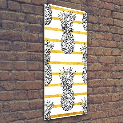 Quadro stampa su vetro verticale Strisce di ananas