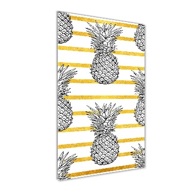 Quadro stampa su vetro verticale Strisce di ananas