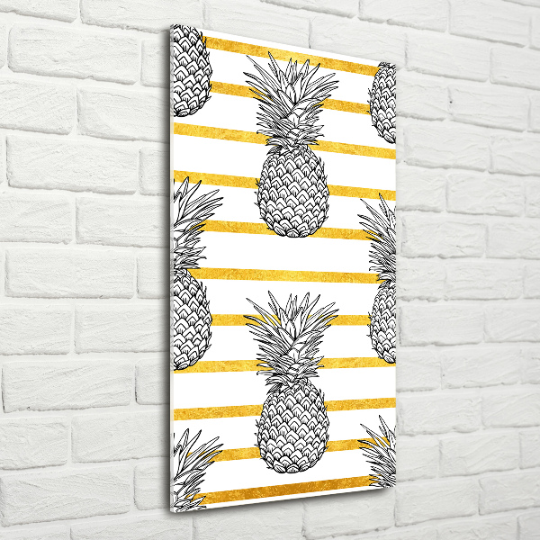 Quadro stampa su vetro verticale Strisce di ananas