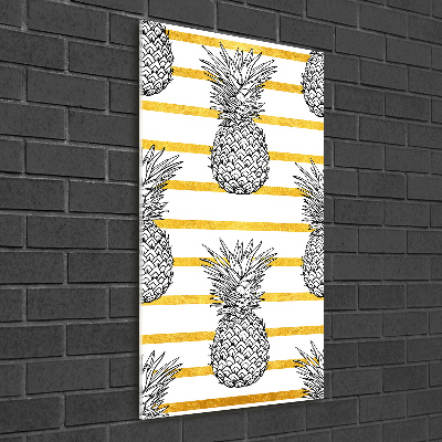 Quadro stampa su vetro verticale Strisce di ananas