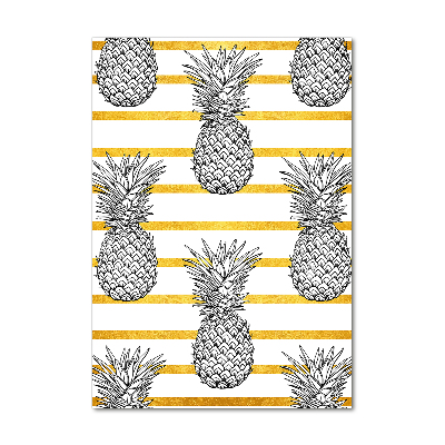Quadro stampa su vetro verticale Strisce di ananas