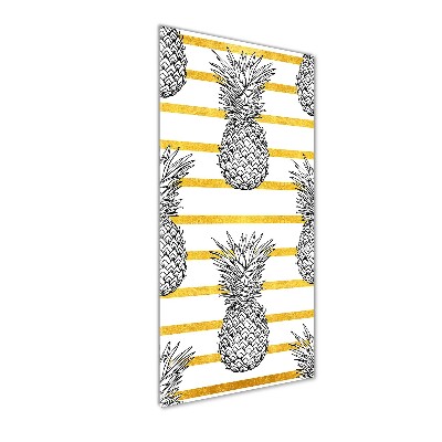 Quadro stampa su vetro verticale Strisce di ananas