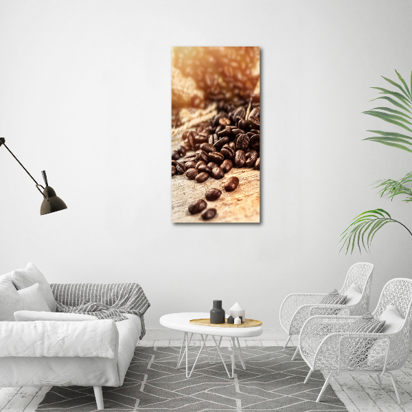 Quadro di vetro verticale Chicchi di caffè